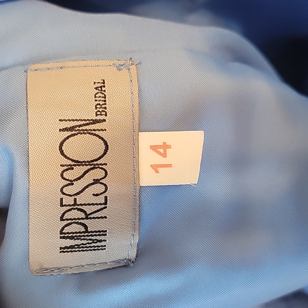 Elegant Blue Strapless Gown by Impression Bridal - Size 14 - Picture 8 of 8